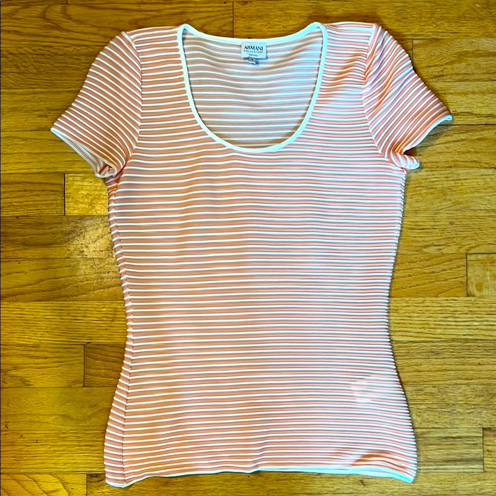 Women's Striped Top - Peach and White